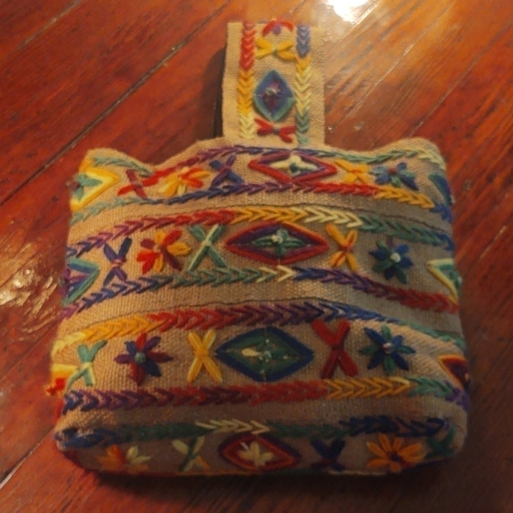 Embroidered Burlap Tote Bag